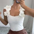 thumbnail image 6 of YTCAMLO 3D Floral Womens Camisole Tops Dressy Ribbed Sleeveless Crew Neck Undershirts Stretchy Breathable Summer Going Out Tops, 6 of 8