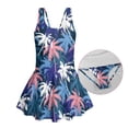 thumbnail image 3 of FOR U DESIGNS Girls' Sleeveless One-Piece Swimsuit Comfortable Hawaiian Swimwear with Skirt Bathing Suit for Kids, Palm Tree, 3 of 7