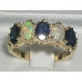 thumbnail image 2 of LBG British Made 18k Yellow Gold Natural Sapphire & Opal Womens Eternity Ring - 33 size options - Size 7.25, 2 of 6