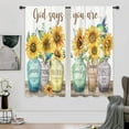 thumbnail image 4 of Sunflower Bible Verse Curtains Christian Quotes Farmhouse Rustic Floral Flower Scripture Rod Pocket Retro Hummingbird Wooden Plant Bedroom Living Room Treatment Fabric 2 Panels 42Wx63H Inch, 4 of 6