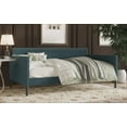 thumbnail image 2 of Home Design Sutton Twin Daybed with Upholstered Frame, Square Arms, Nailhead Trim, Comfortable Polyester Fabric, Stylish Seating and Sleeping Solution, Denim Blue, 2 of 4