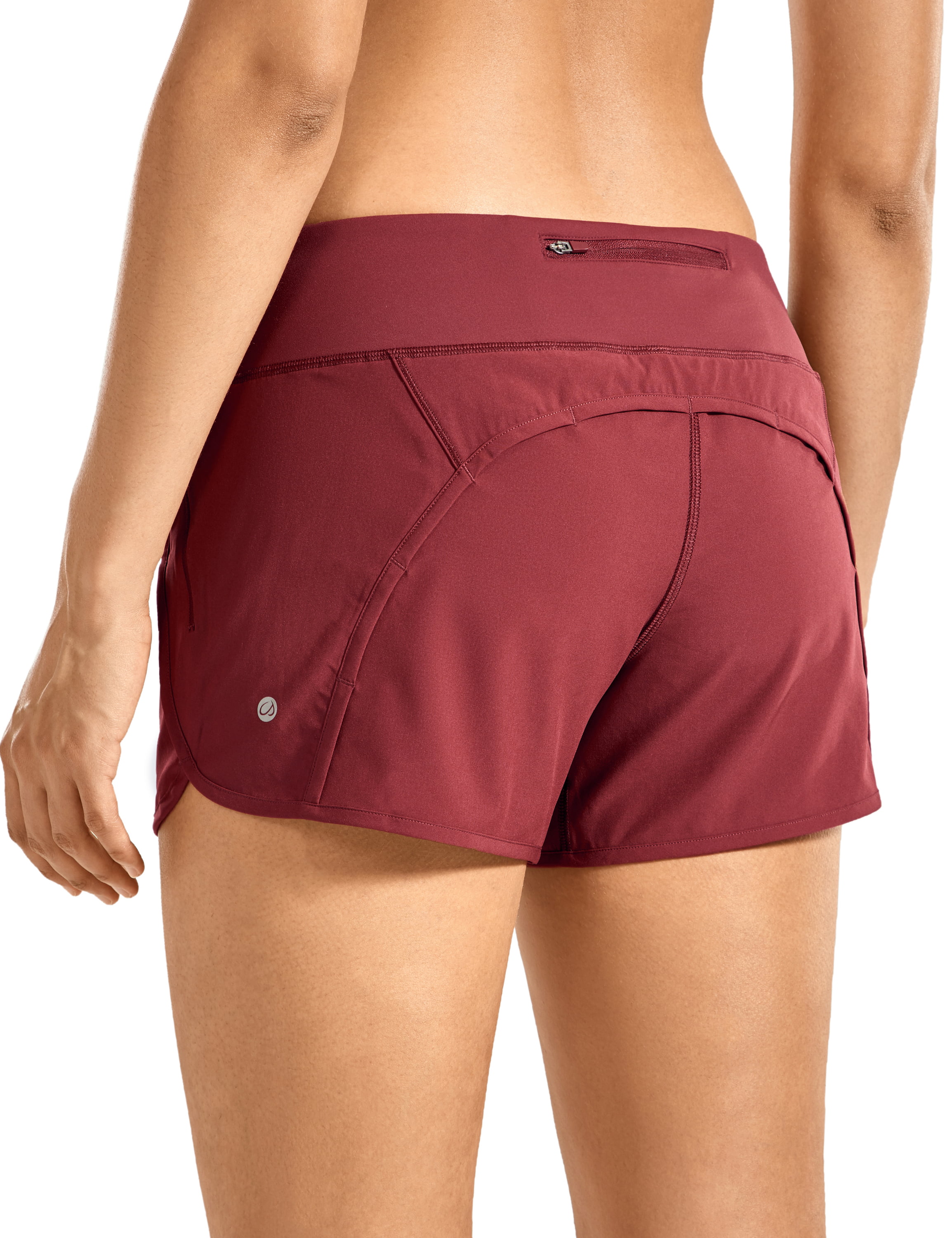 CRZ YOGA Women's Workout Sports Running Shorts Pants with Zip Pocket 4 Inches