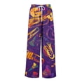 thumbnail image 5 of LWavelet Comfort Fabric Feather Bead Print Wide Leg Pants Women Mardi Gras Festive Wear Orange XXL, 5 of 5