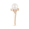thumbnail image 3 of Angara Solitaire Japanese Akoya Cultured Pearl Bypass Split Shank Ring in 14K Rose Gold for Women | June Birthstone Jewelry for Her, 3 of 8