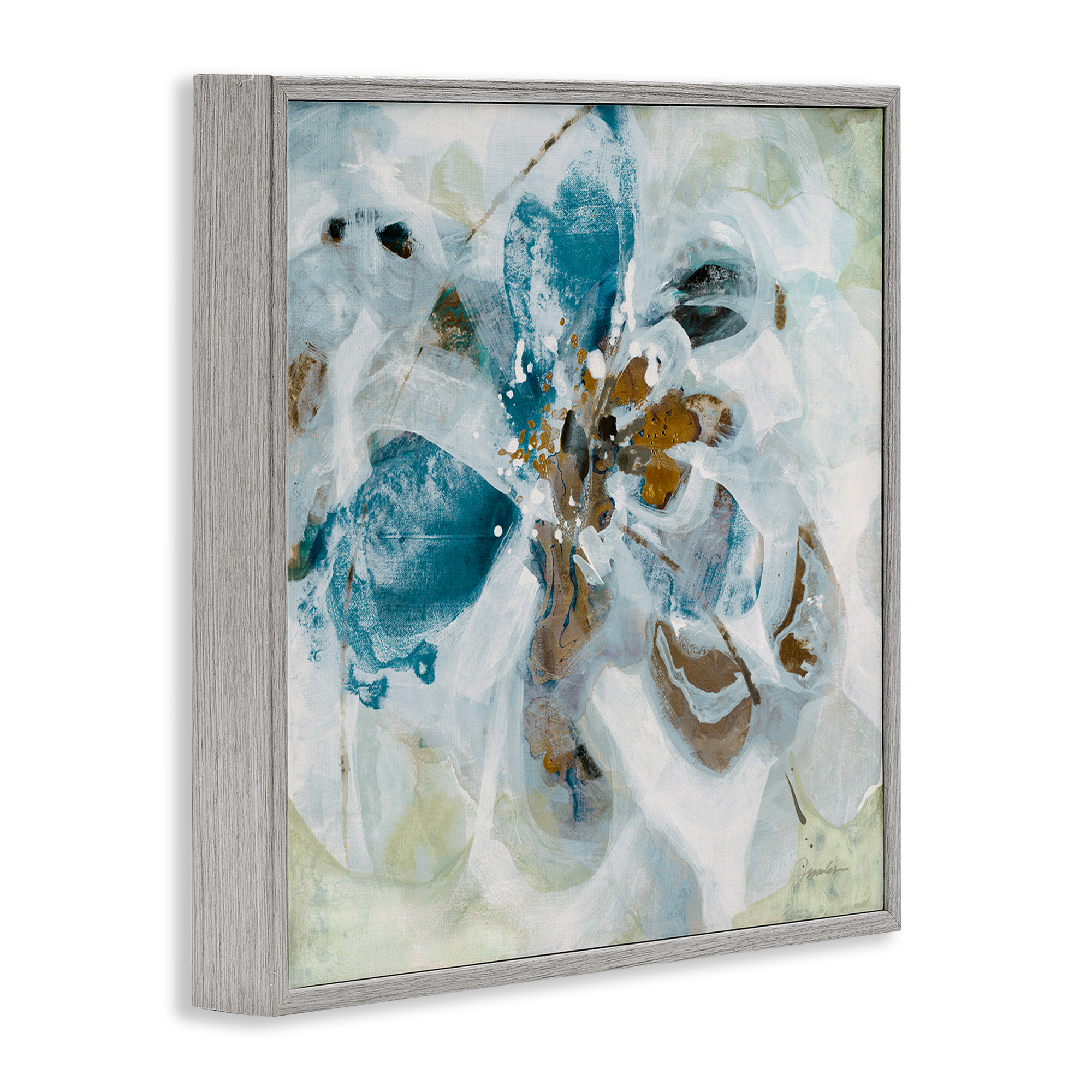 Stupell Industries Abstract Botanical Distortion Abstract Painting Gray Framed Art Print Wall Art, 17 x 17