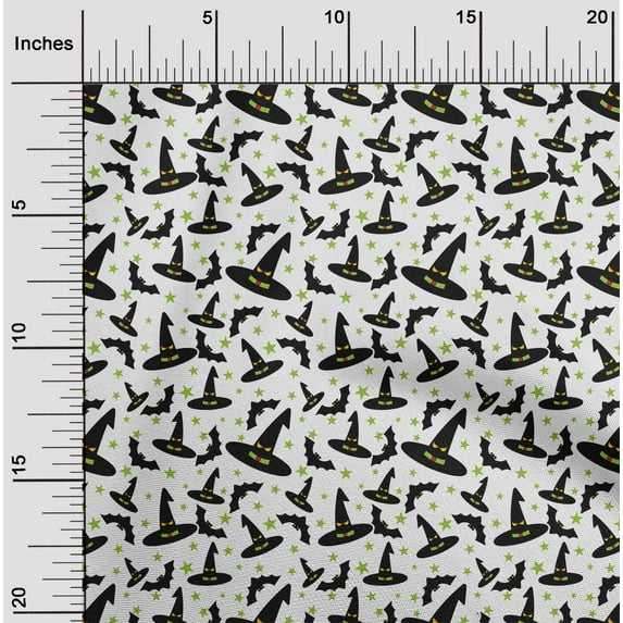 oneOone Cotton Flex White Fabric Halloween Craft Projects Decor Fabric Printed By The Yard 40 Inch Wide