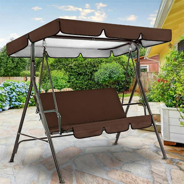 Swing Waterproof Oxford Cloth Canopy, Garden Swing Seat Replacement Canopy, Double Swing Replacement Canopy, Outdoor Patio Ham-mock Swing Seat Cover, 63.96"x44.46"x5.85" ​Swing Canopy Cover