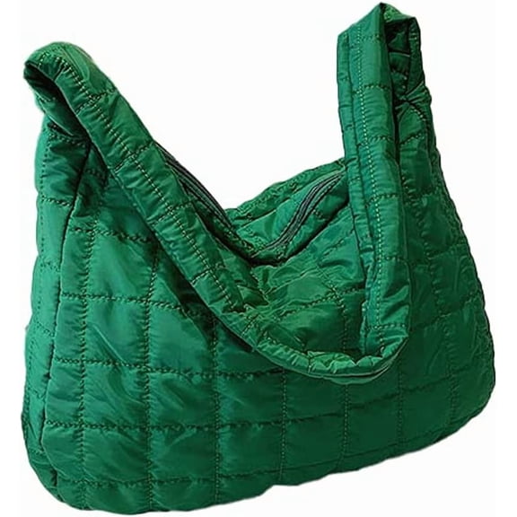 PIKADINGNIS Trendy Large Capacity Shoulder Bag Padded Women Handbag Cozy Winer Down Crossbody Bag