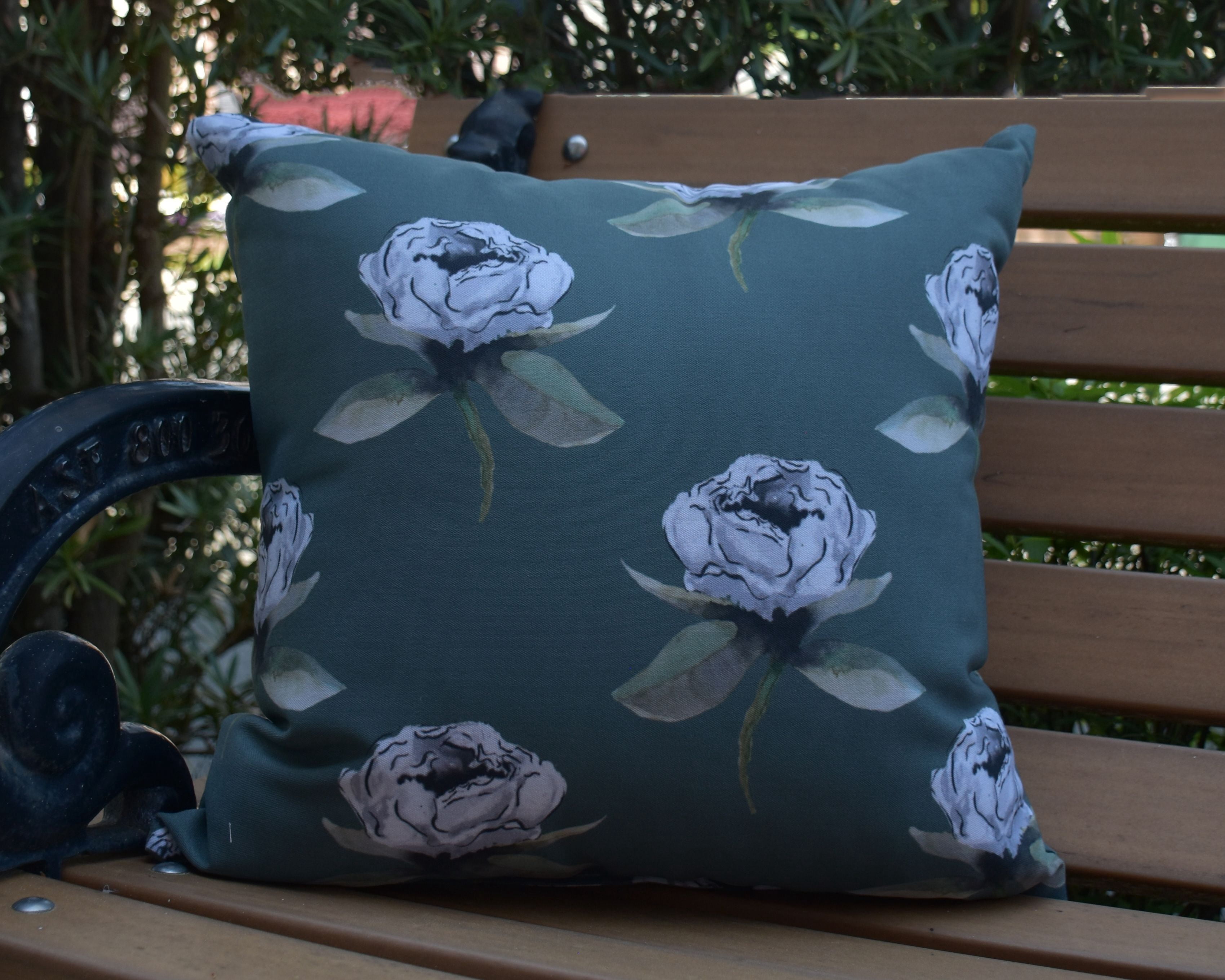 Simply Daisy, 16" x 16" Floral Bunch Green Floral Print Decorative Outdoor Throw Pillow