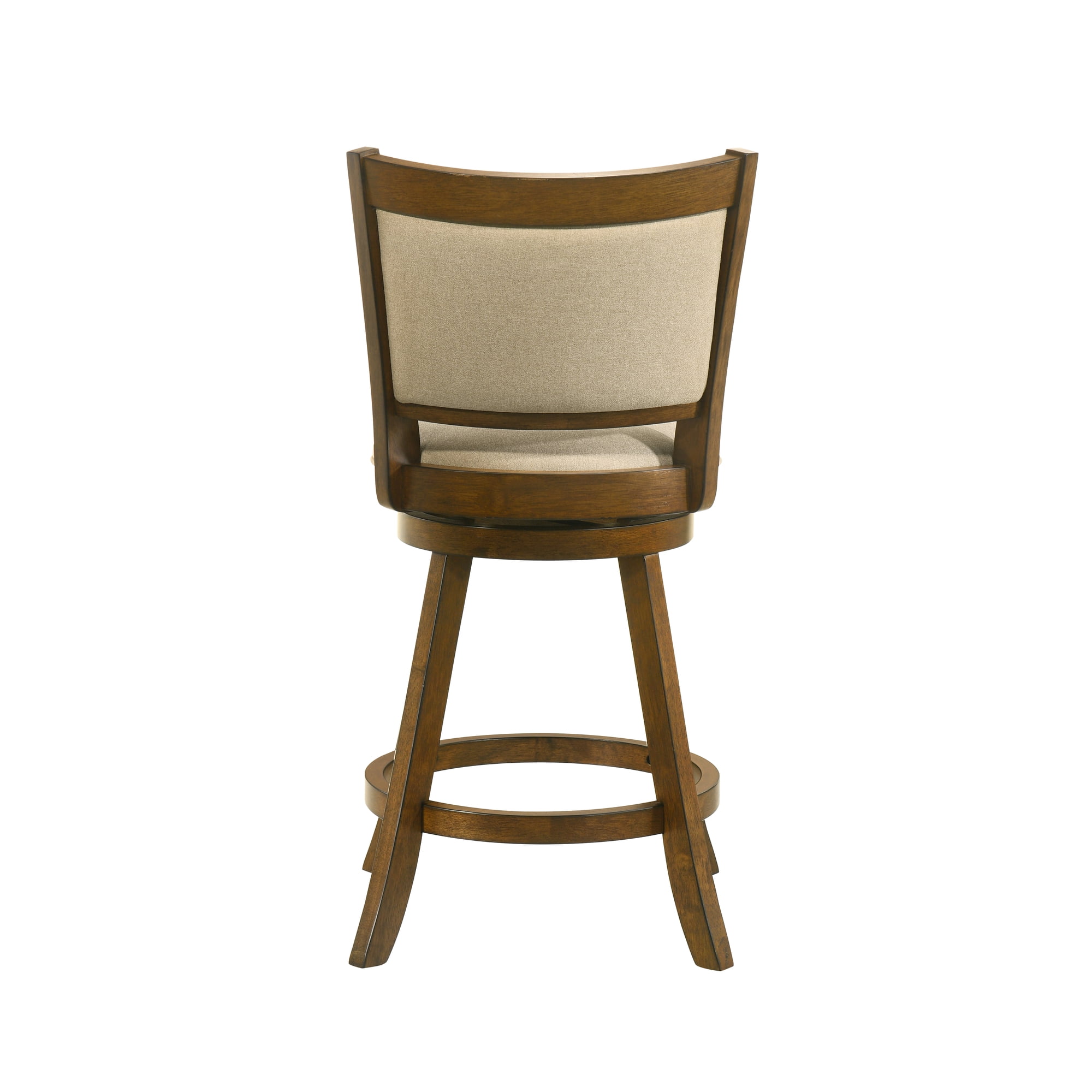 Aiden Modern Farmhouse Swivel Wood Counter Height Kitchen Bar Stool in Sepia Brown Finish with Grey Fabric Upholstered Seat