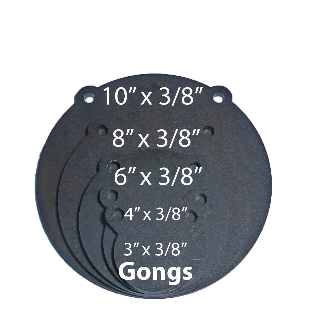 8" 6" and 5" MADE IN THE USA AR500 Steel Target Gong 3pc Set 3/8" 