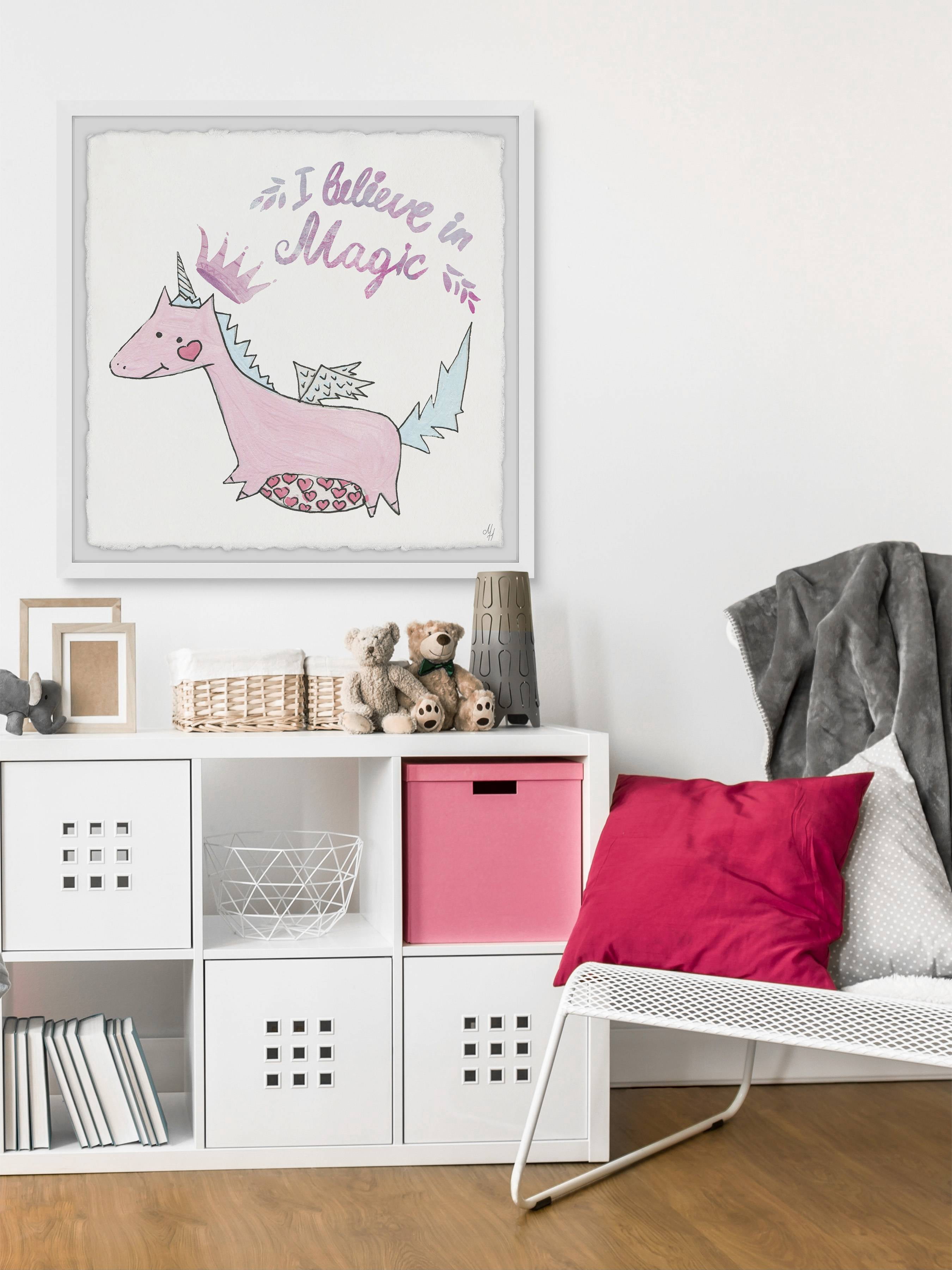Marmont Hill Heart Tummy Unicorn Framed Wall Art