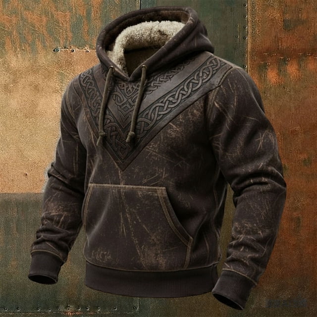 Chandail à Capuchon d'Hiver pour Hommes avec Grande Coupe, Impression Numérique, Broderie 3D, Col Rond, Manches Longues, pour Usage Quotidien et Décontracté