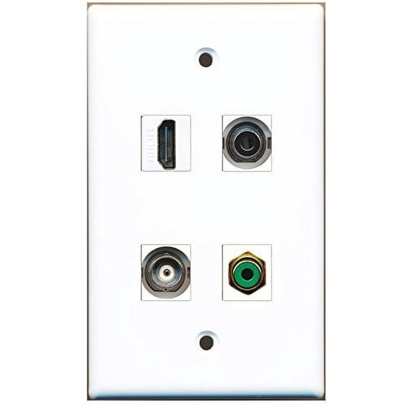 RiteAV - 1 Port HDMI 1 Port RCA Green 1 Port 3.5mm 1 Port BNC Wall Plate