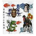 thumbnail image 3 of Ambesonne Japanese Shower Curtain, Manga Style Dragon, 69"Wx75"L, Green Blue, 3 of 5