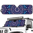 thumbnail image 2 of Yuyamidu Purple Boho Flowers Windshield Sun Shade Compatible with Jeep Wrangler TJ JK JL & Gladiator JT Heat Shield Sun Visor Cover ,1Pcs, 2 of 7