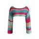 thumbnail image 1 of VISgogo, suéter de punto a la moda para mujer, Tops cortos de manga larga de Color a rayas en contraste, jerséis salvajes informales de primavera VISgogo  moda, 1 of 9