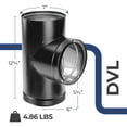 thumbnail image 3 of DuraVent DVL 7" Diameter Galvanized Steel Double Wall Tee w/Clean Out Cap, 3 of 5