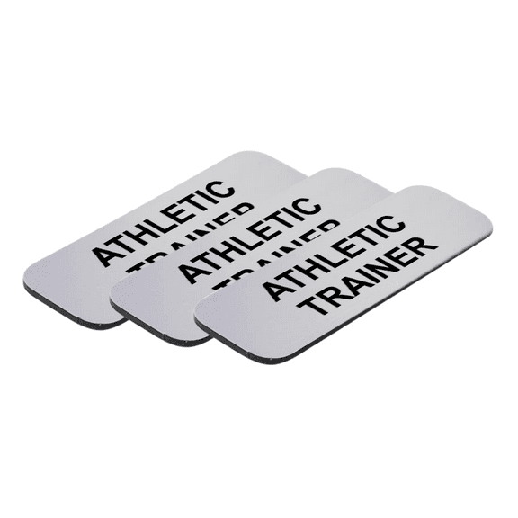 Athletic trainer 1 x 3" Name Tag/Badge, Silver, (3 Pack)