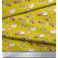 thumbnail image 2 of Soimoi Yellow Cotton Jersey Fabric Rabbit Animal Decor Fabric Printed Yard 58 Inch Wide, 2 of 3