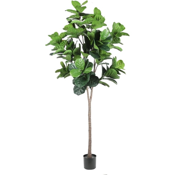 Realead Faux Fiddle Leaf Fig Tree 7ft - Tall Green Silk Fiddle Leaf Artificial Plant with 165 Large Fiddle Leaves - Potted Fake Fig Leaf Tree for Home Office Corner Decor Indoor