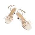 thumbnail image 2 of XYD Women Kitten Heel Sandals Bowknots Square Open Toe Ankle Strap Summer Casual Dress Shoes Size 11.5 White, 2 of 4