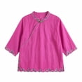 thumbnail image 4 of Womens Plus Size Tops Linen Elbow Length Sleeve Tshirts for Women Crew Neck Pullover Summer Fall Top M-4XL, 4 of 6