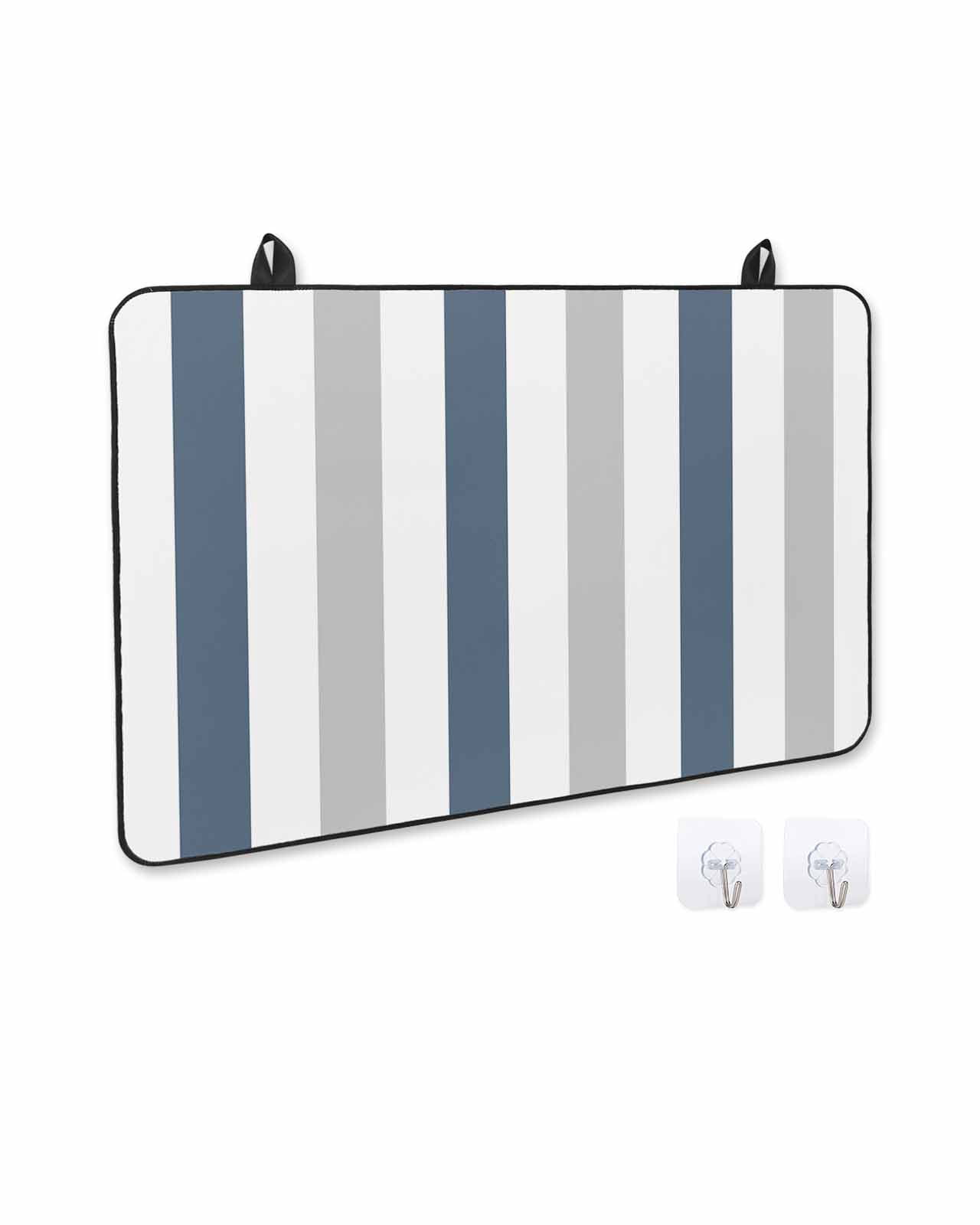 nqOlkjepod Large Induction Cooktop Protector Mat 36"x21", Blue Gray Striped Stove Top Covers for Electric Stove, Farmhouse Stripe Art Decorative Stove Burner Cover Mats, Glass Top Stove Cover