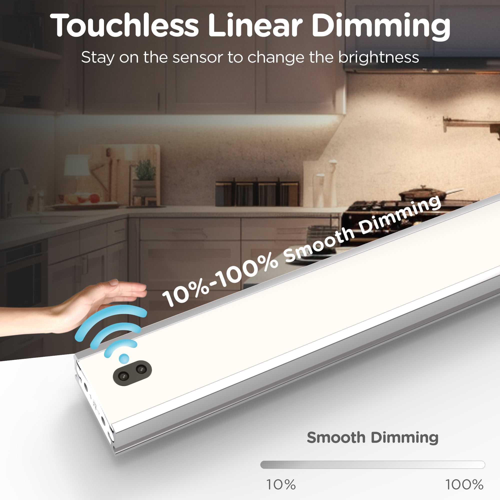 Leetdud Under Cabinet Lighting Plug In Hand Wave ON/OFF Motion Activated Sensor-16 in 4000K Dimmable LED 2PCS, Bright, Ultra Thin Under Counter Light For Kitchen