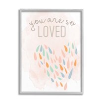 Stupell You Are So Loved Fun Heart Shape Inspirational Painting Gray Framed Art Print Wall Art