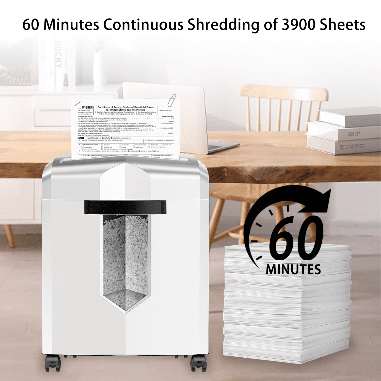 Bonsaii Micro-Cut Shredder, 12-Sheet Capacity, P-4 Security, Shreds CDs, Credit Cards, Mail, Staples, Clips; Features Jam-Proof System and 4.2-Gallon Pullout Bin, Perfect for Home Office, White/Gray