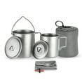 thumbnail image 1 of Taza al aire libre Irfora Juego de 3 piezas de titanio ligero Titanio 750 ml Olla Taza de agua de 450 ml con tapa Mango plegable Spork plegable para acampar al aire libre Senderismo Mochilero Irfora Taza al aire libre, 1 of 7