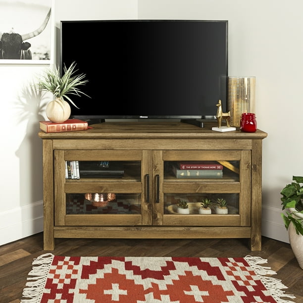 44" Wood Corner TV Media Stand Storage Console Barnwood
