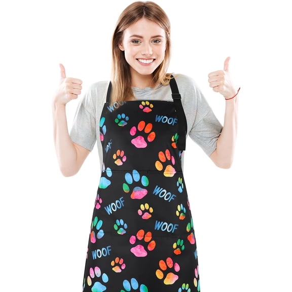 Apron with 2 Pockets, Cute  Puppy  Pets Apron