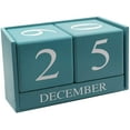 thumbnail image 1 of Wooden Desk Blocks Calendar - Perpetual Block Month Date Display Home Office Decoration-Blue, 1 of 5