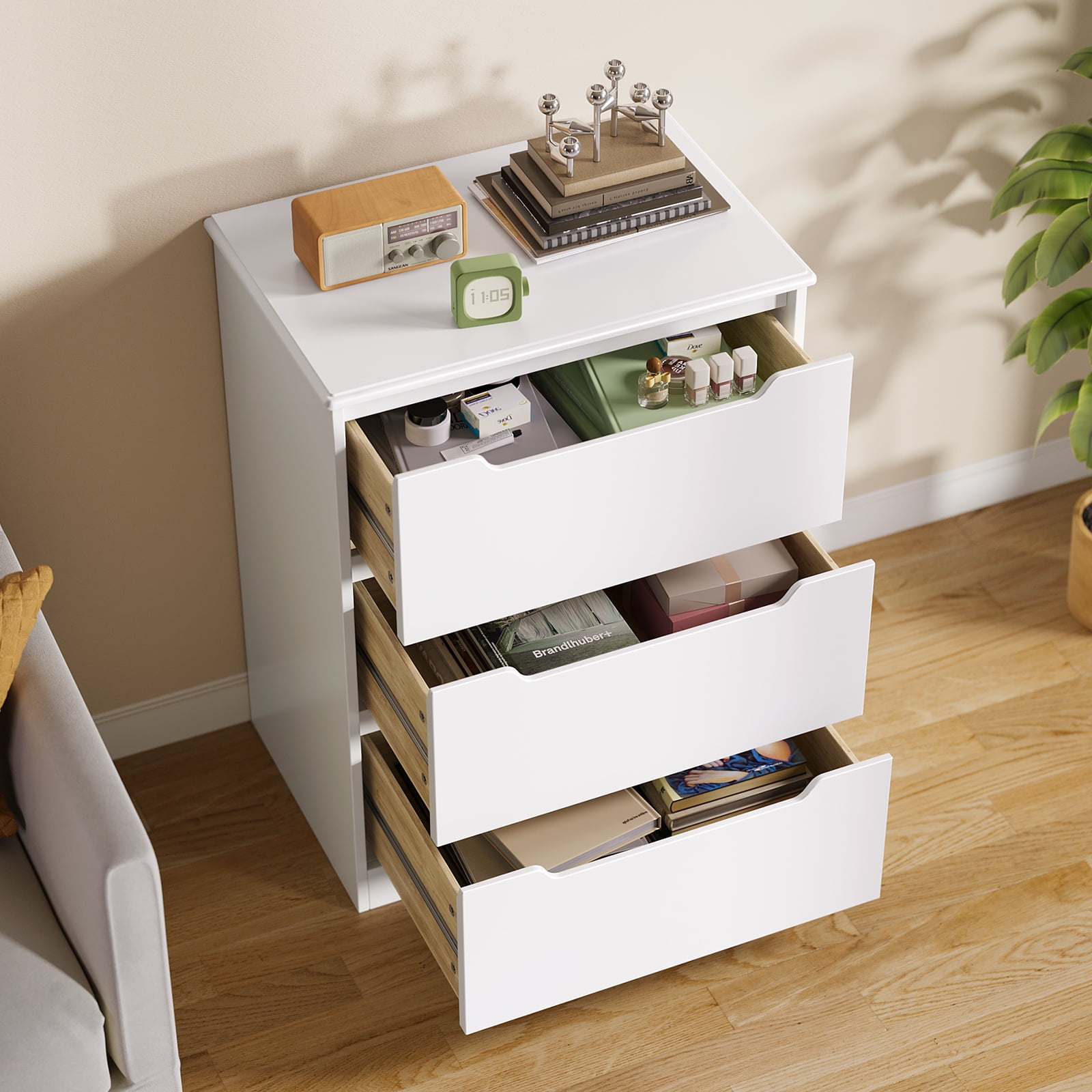 Asofer 3 Drawer Dresser, Chest of Drawers for Bedroom, Living Room, Nightstand