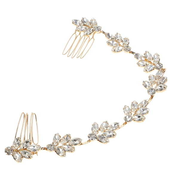 Raindrops Golden Rhinestone Bridal Headpiece Elegant Wedding Hair Accessory for Women and Brides