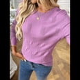 thumbnail image 4 of Suéter de Punto Suave para Mujer, Top Informal Elegante de Otoño Violeta M, 4 of 9