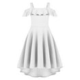thumbnail image 4 of Spazoro Toddler Girls A-Line Dress, Short Sleeve with Tie Straps Round Neck Solid Color Princess Dresses for Child Girls White Size 14 T, 4 of 8