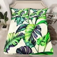 thumbnail image 2 of jejeloiu Tropical Botanical Theme Twin Sheet Sets,Monstera Leaf Twin Fitted Sheet,Green Beige Flat Sheet For Girls Boys,Super Cozy Room Decor,3-Piece, 2 of 7
