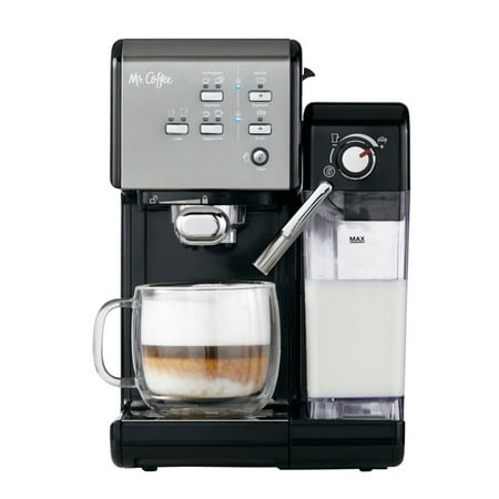 Mr. Coffee - One-Touch CoffeeHouse Espresso and Cappuccino Machine, Dark Stainless - Black
