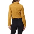 thumbnail image 3 of INSPIRE CHIC Women's Casual Faux Suede Notched Collar Button Up Cropped Jacket with Pockets Yellow M, 3 of 5