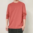 thumbnail image 7 of dzxyzu Men's Regular-Fit Crewneck T-Shirts Solid Lightweight Tee Tops Long Sleeve Slim Casual Fitness Pullover Tees Red, 7 of 7