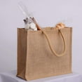 thumbnail image 3 of (Pack of 6) Jute/Burlap Tote Bags Soft Cotton Handles Laminated Interior (Large, Natural), 3 of 8