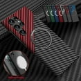 thumbnail image 1 of Carbon Fiber Magnetic Case for Samsung Galaxy S22Ultra (6.8),Compatible with MagSafe Sturdy Durable for Galaxy S22Ultra (6.8) Aramid Fiber Thin Case-Black Red, 1 of 2
