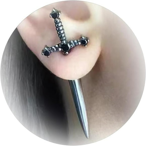 HAHDAXIA Gothic Earrings For Women Unique Sword Earrings Black Punk Dagger Earrings Lightweight Statement Earrings Gifts for Teens Mens