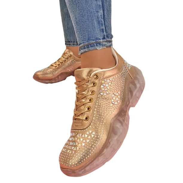 Tenis Sneakers Con Brillos Casual para Dama Hanna MX Remi Rose Gold
