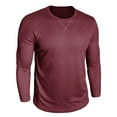 thumbnail image 5 of PNTUTB Men's Fashion Solid Color Waffle Weave Casual Long Sleeve Crew Neck Pullover Comfortable Basic Tops, 5 of 6