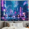 thumbnail image 2 of PRATYUS  Punk Neon Cityscape Wall Tapestry for Bedroom, Punk Street Cityscape Room Decor Tapestries, Futuristic Neon Skyscraper Tapestry Aesthetic for Living Room Dorm Office 40x30inch, 2 of 6