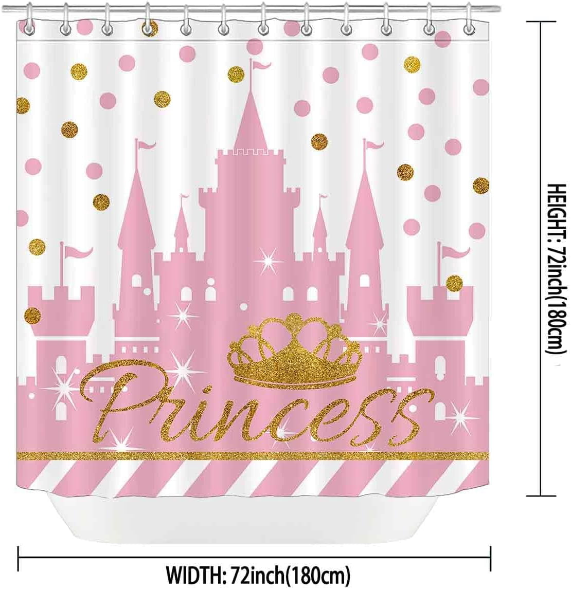4PCS Cartoon Black Unicorn Shower Curtain Set, Inspirational Rainbow African American Black Girl Kids Bathroom Decor, Waterproof Fabric Pink Shower Curtain, Non-slip Bath Mat, Unicorn Gifts